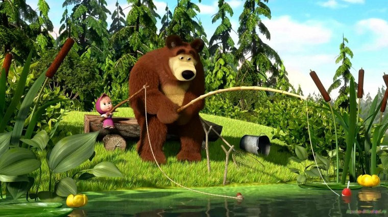 Мультфильм Ловись рыбка Маша и медведь