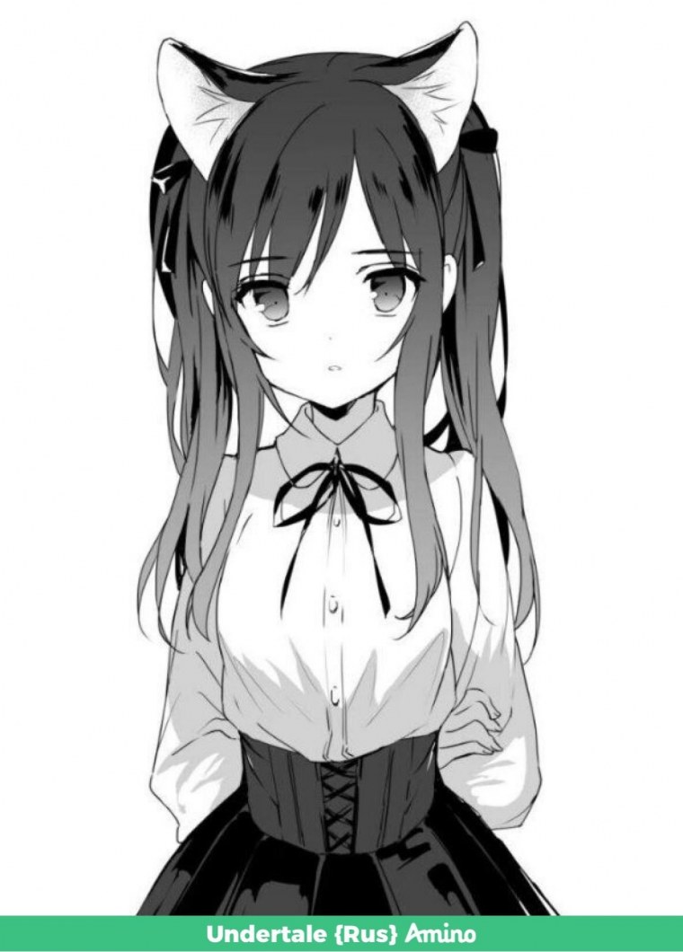 Аниме тянка чёрно белая