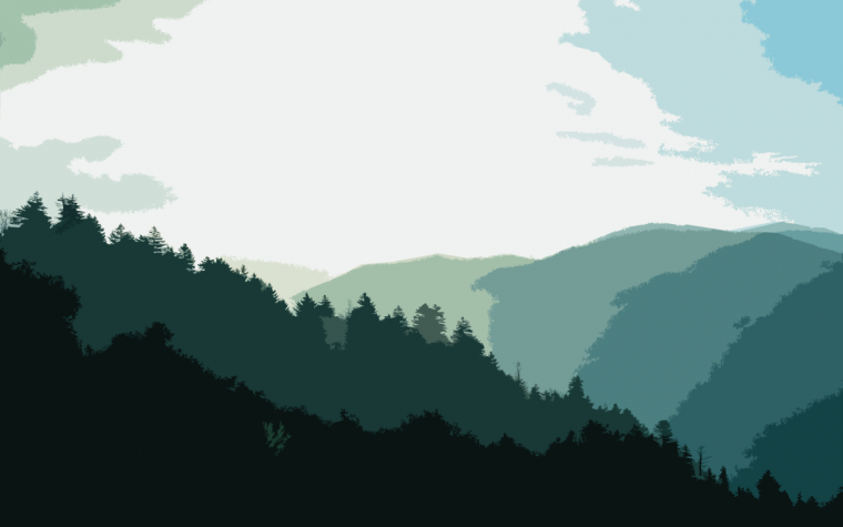 Лес и горы пиксель арт