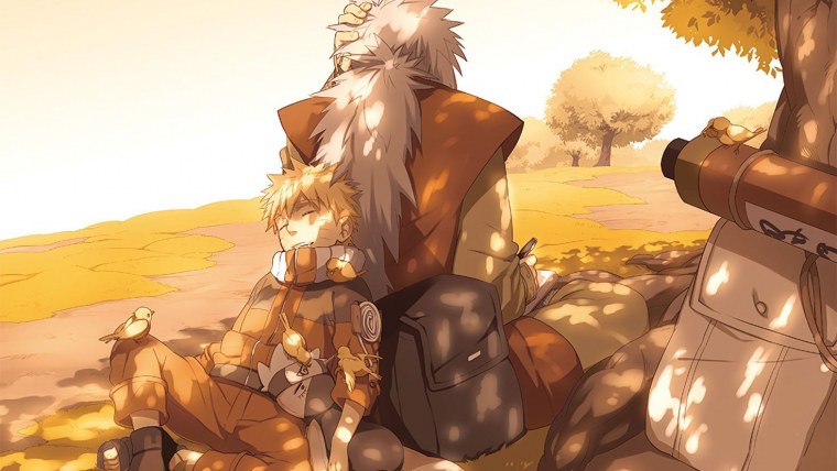 Наруто и Джирайя под деревом