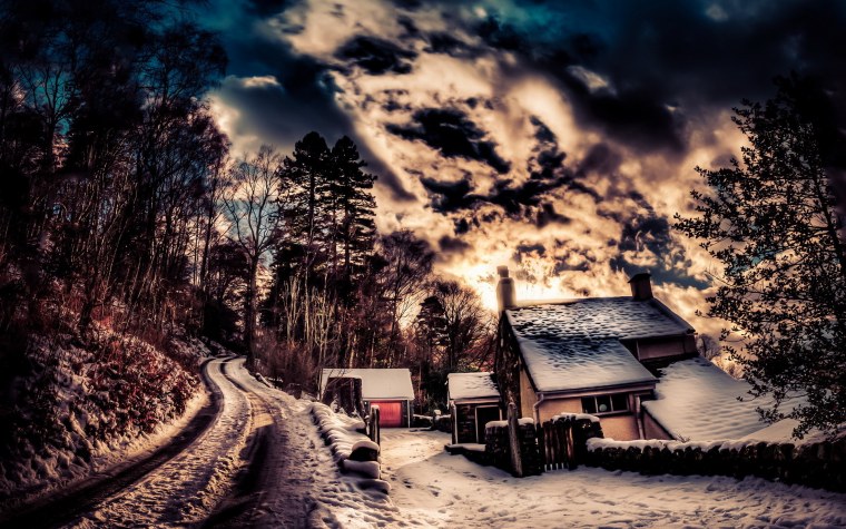 Зима ночь деревня