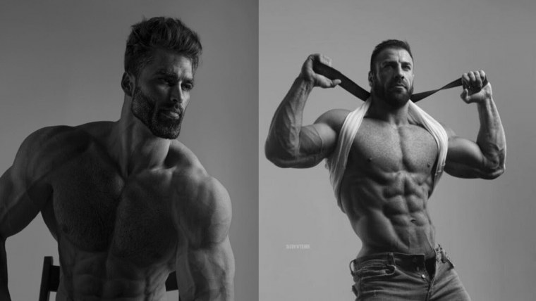 Накаченный серый мужчина