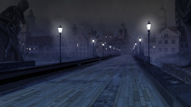 Дождливая улица аниме фон