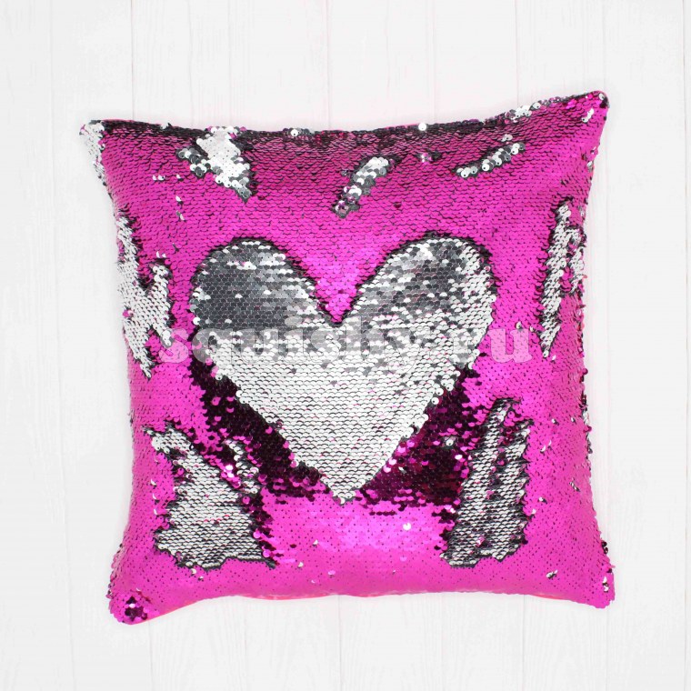 Подушка с пайетками розовая