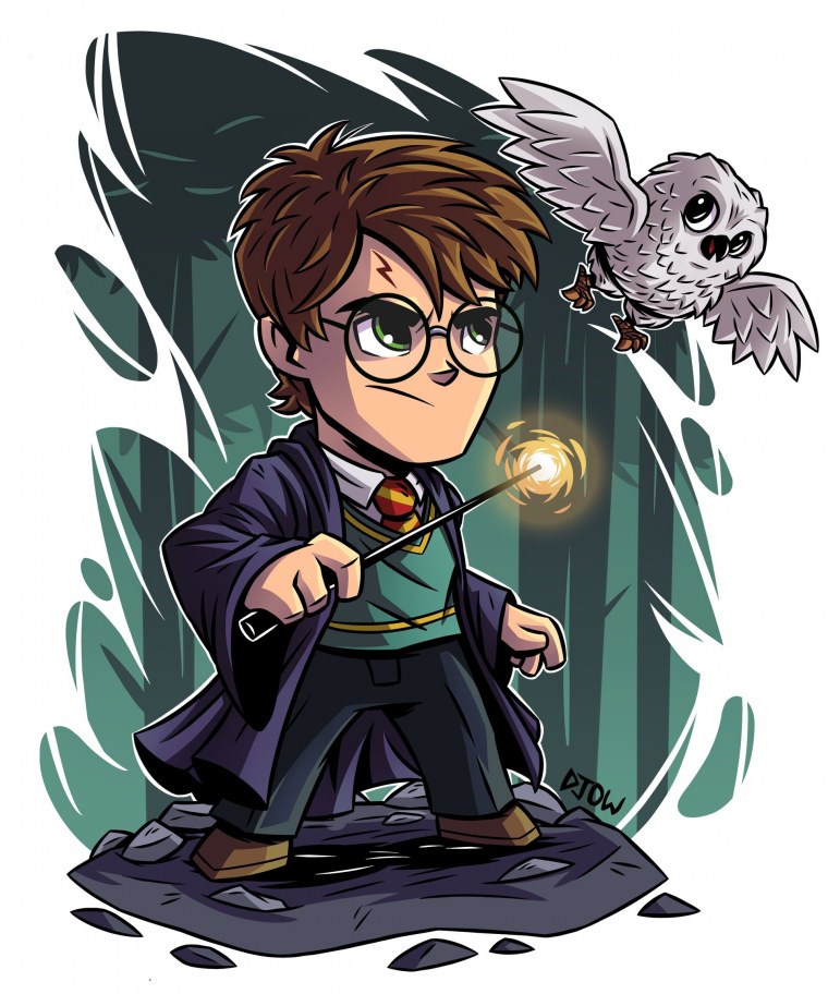 Гарри Поттер с палочкой арт