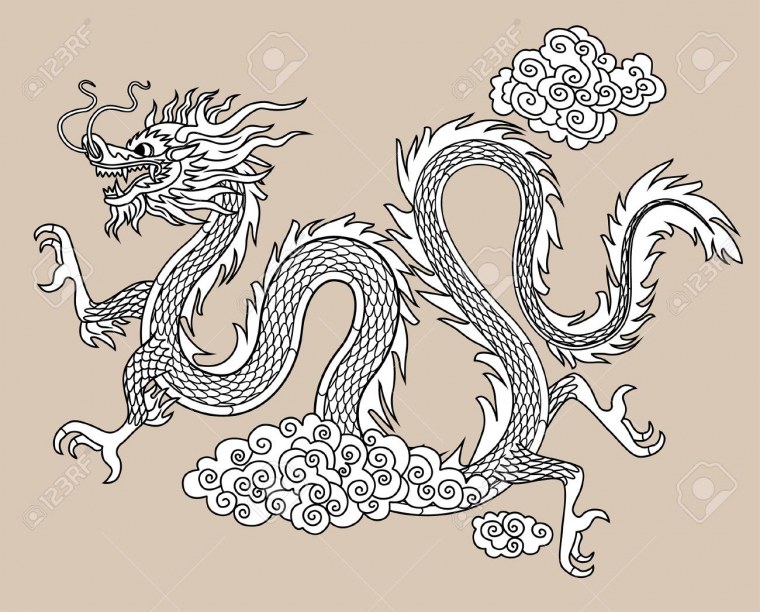 Китайский дракон длинный рисунок