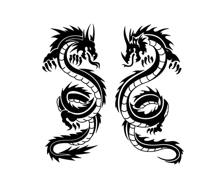 Дракон черно белый