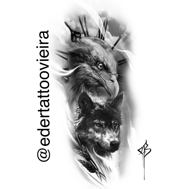 Татуировка волк и лес