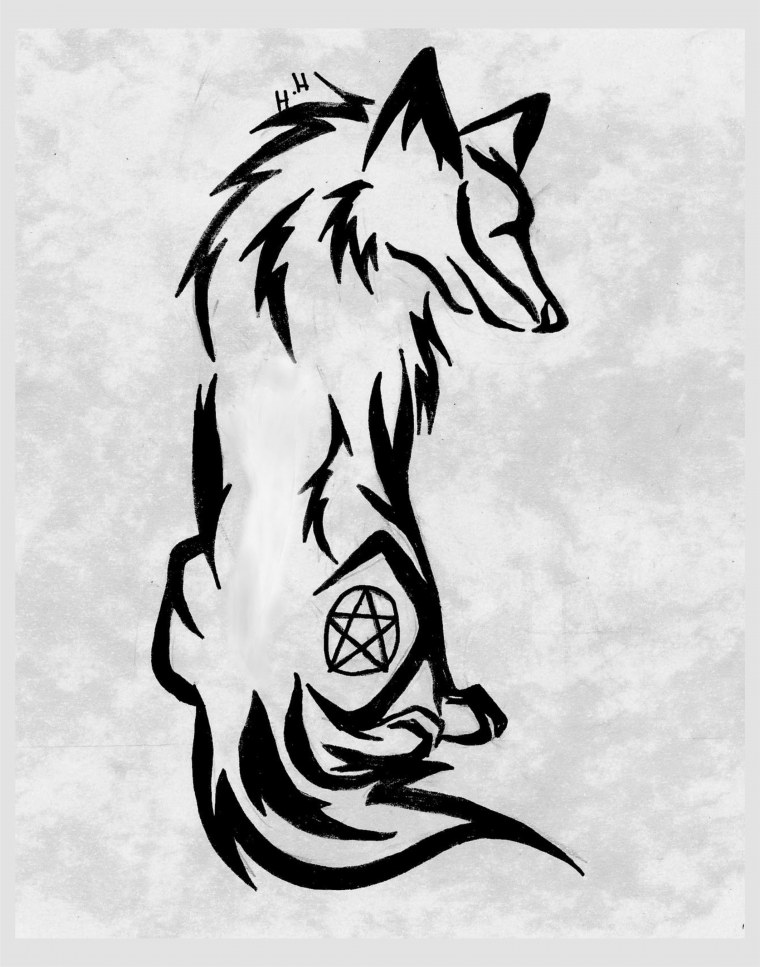 Легкие тату волка