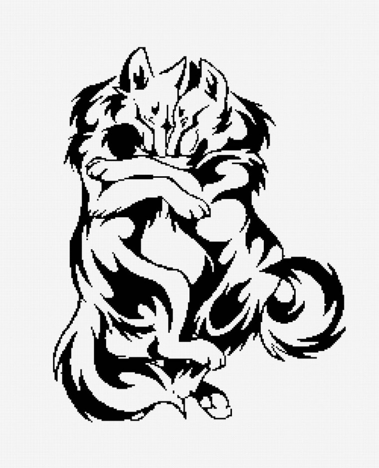 Очертания головы волка