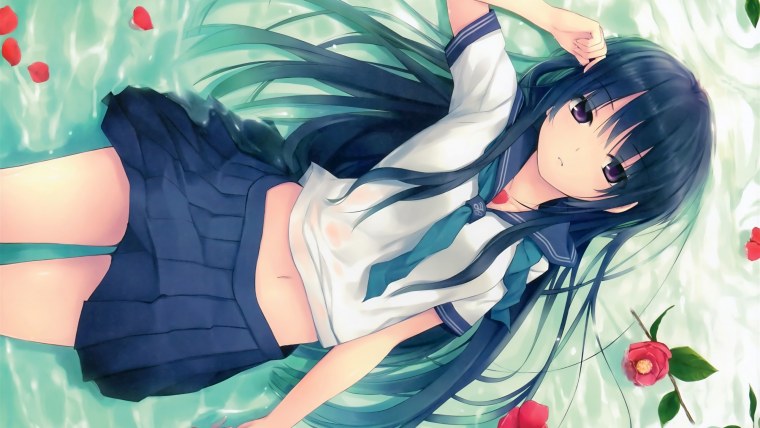 Аниме девушка лежит