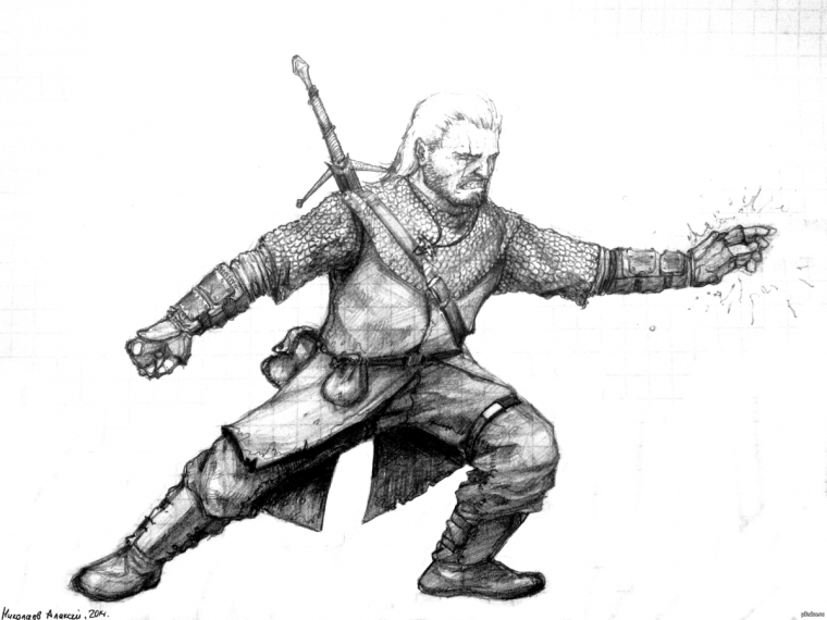 Геральт из Ривии карандашом в полный рост