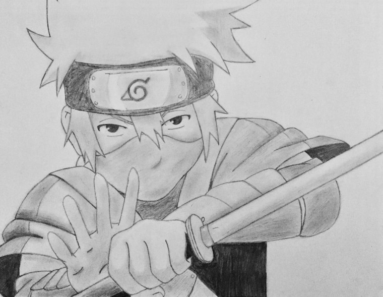 Наруто в режиме Девятихвостого черно белый