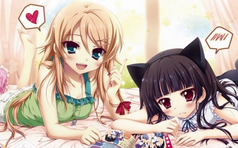 Милая неко с розовыми волосами