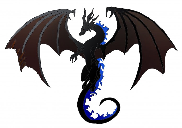 Белый дракон на черном фоне