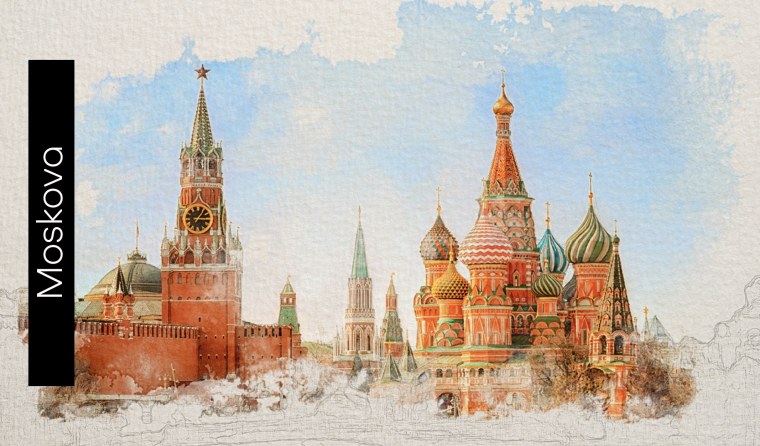 Рисунок Московский Кремль, красная площадь, собор Василия Блаженного