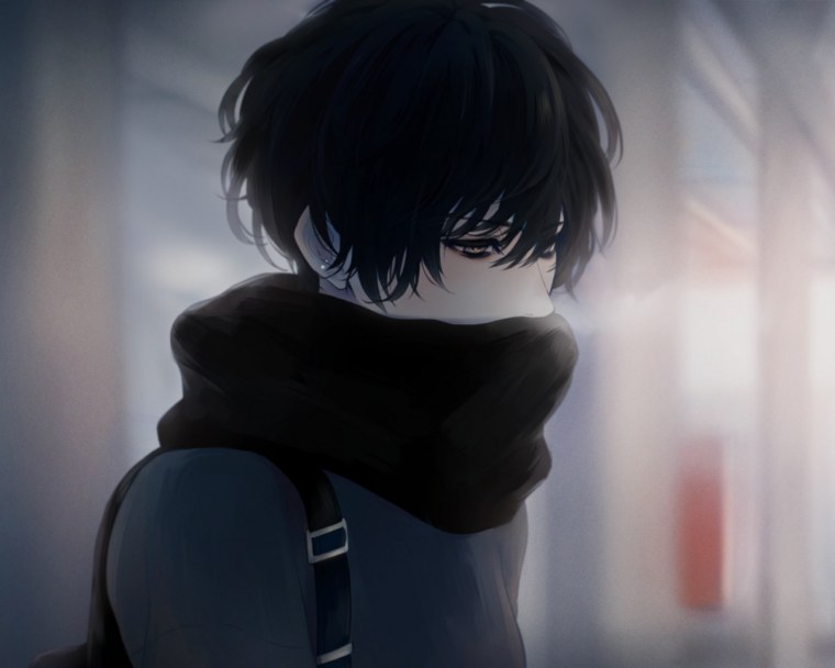 Грустный аниме парень