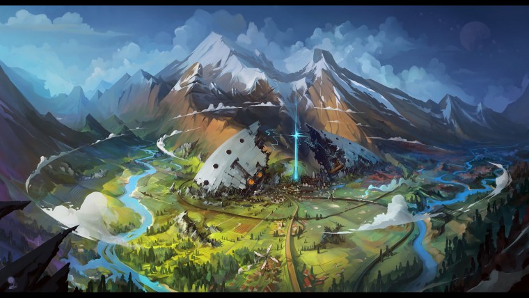 Горы Геншин концепт арт
