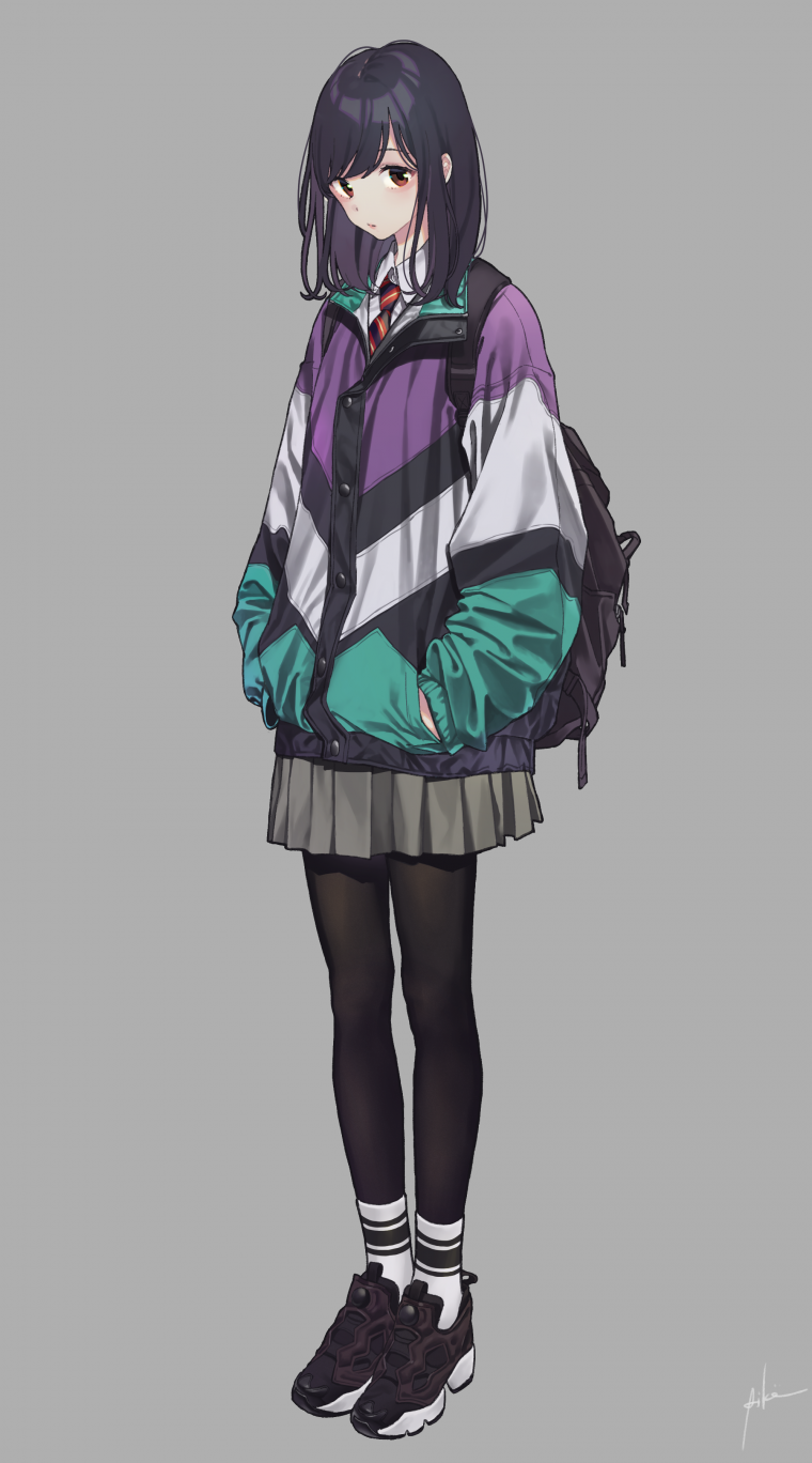 Аниме девушка с сумкой