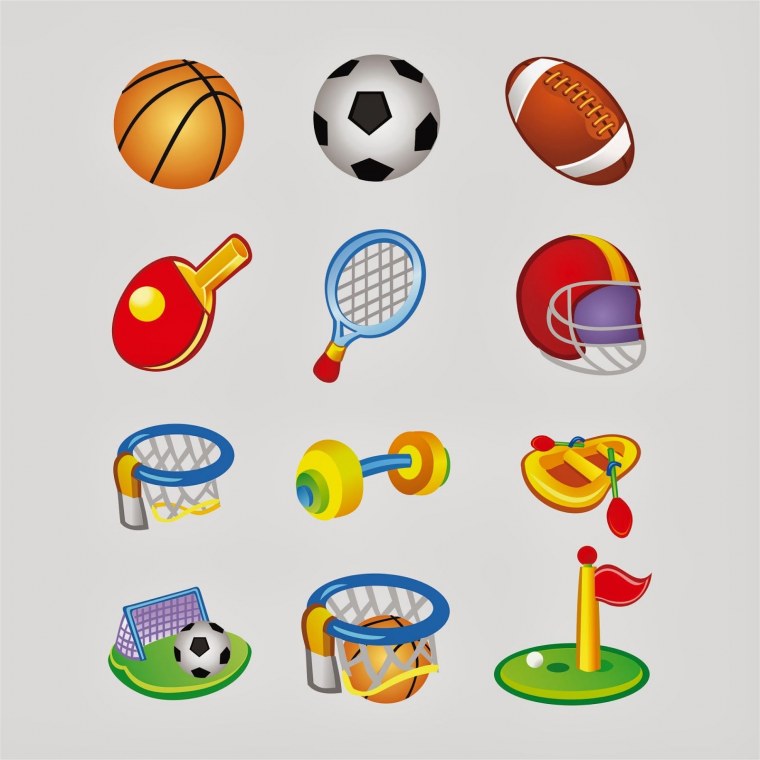 Спортивный инвентарь на белом фоне