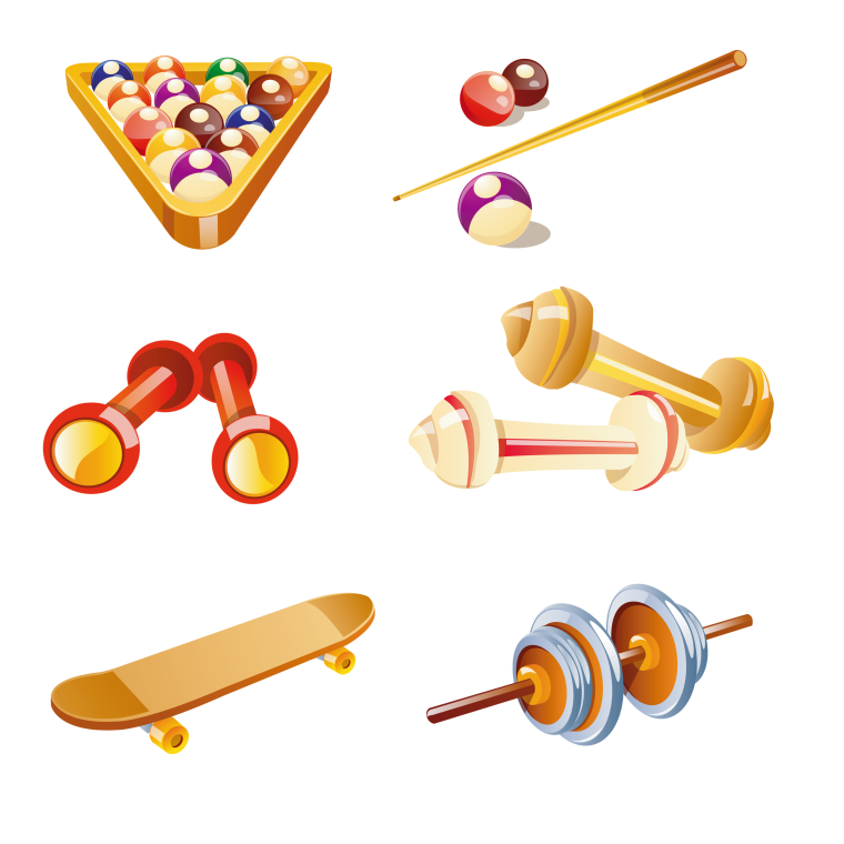 Спортивный инвентарь на прозрачном фоне