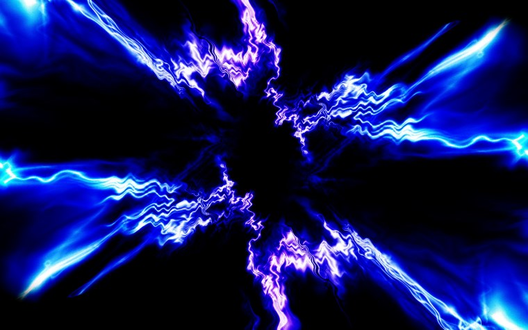 Синяя молния на черном фоне