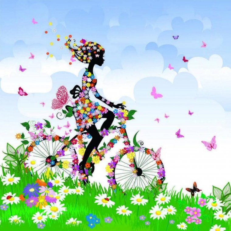 Силуэт девушки в цветах