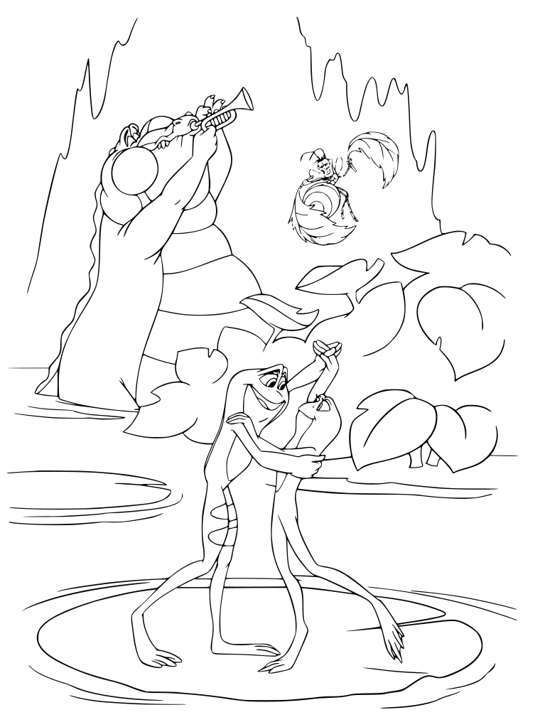 Раскраска принцессы Тиана и Навин