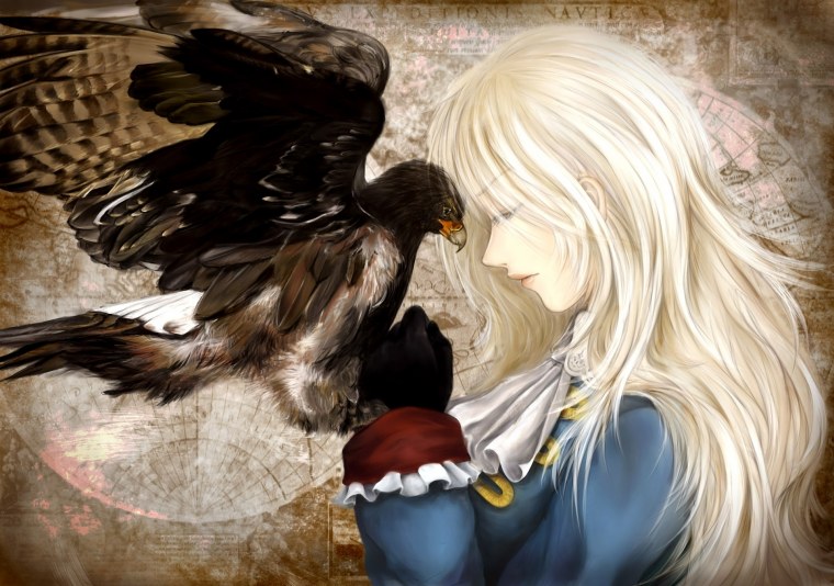 Аниме девушка птица