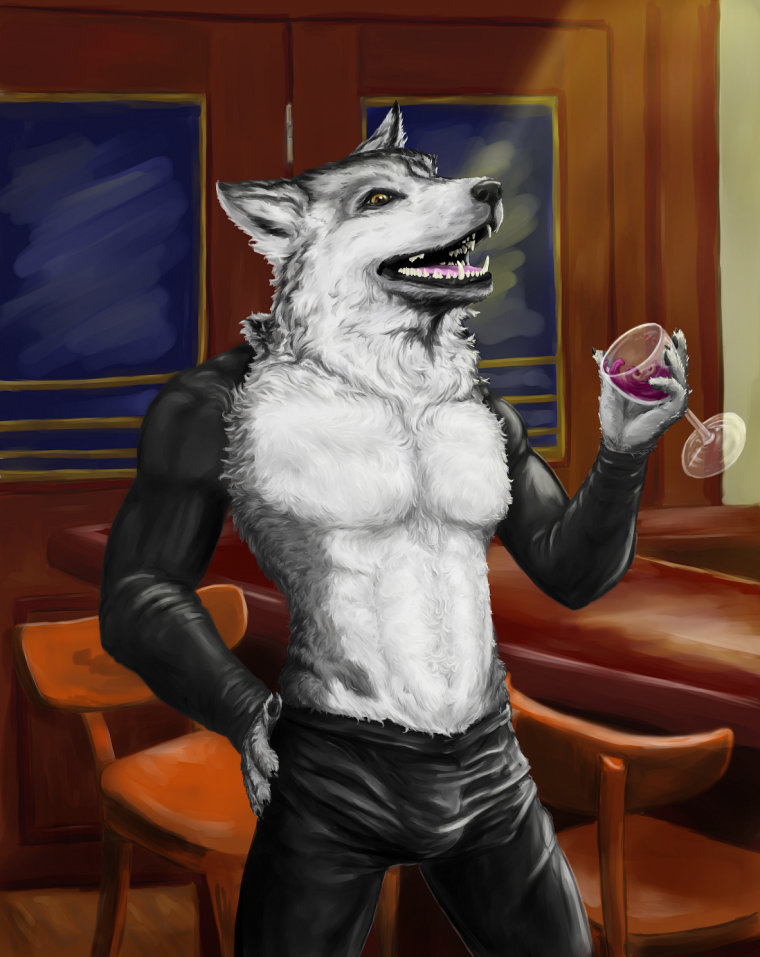 Волк в новогодней шапке