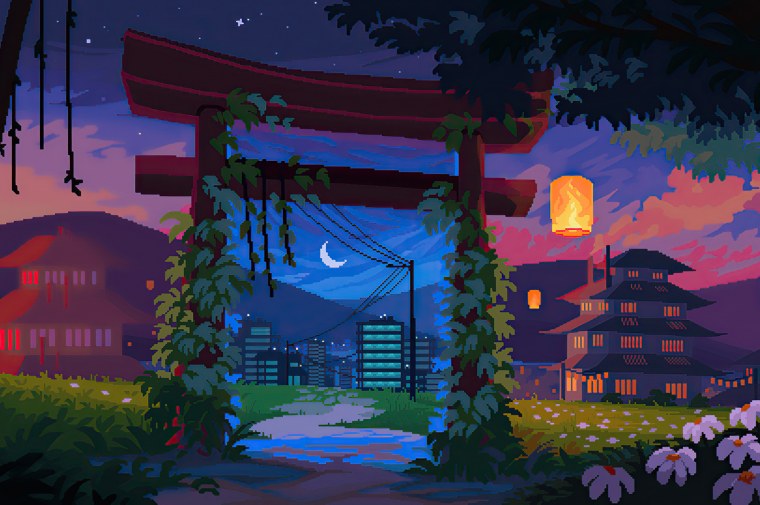 Пиксель арт пейзаж