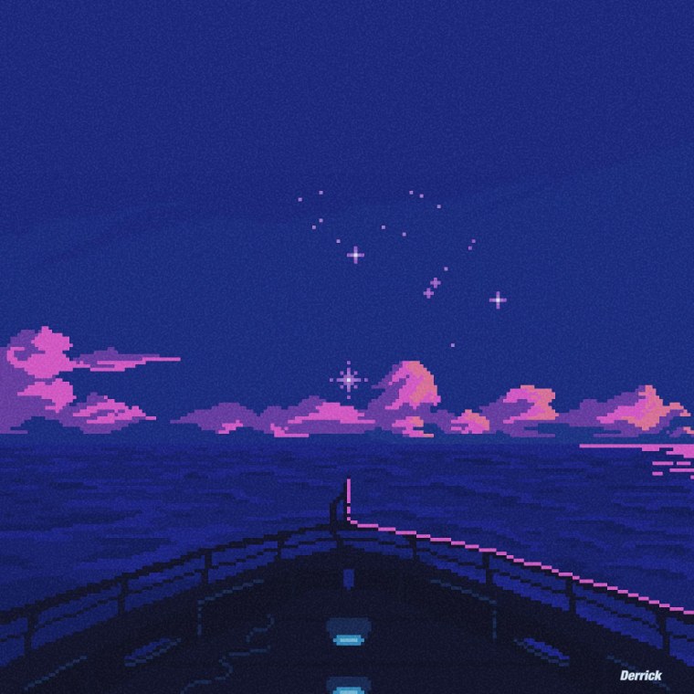 Пиксельный пейзаж ночь