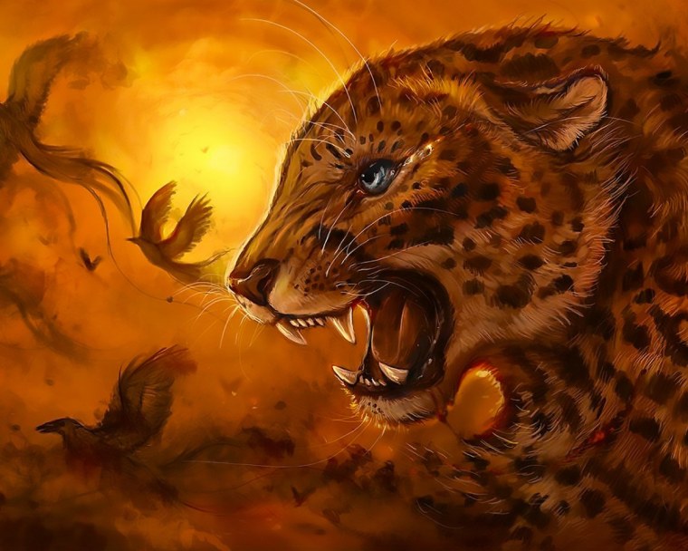 Леопард фэнтези с клыками