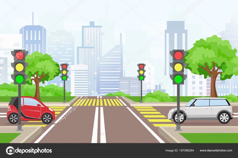 Фон с дорогой и светофором