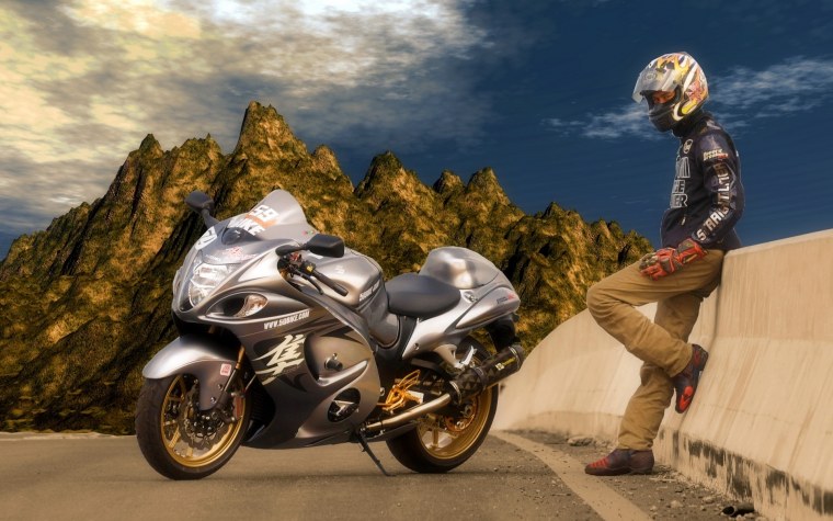 Мотоциклист на мотоцикле