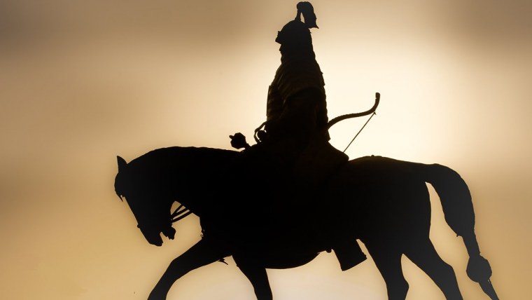 Монгольский всадник силуэт