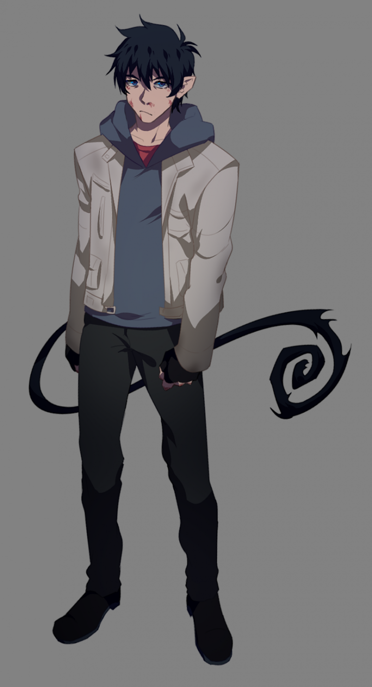 Рин Окумура сидит