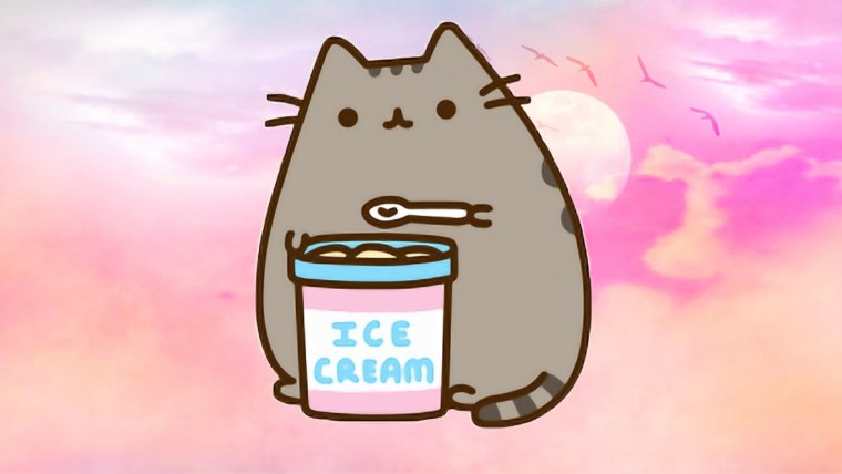 Котик Пушин с пончиком