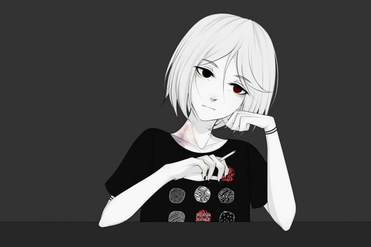 Аниме девушка с белым каре