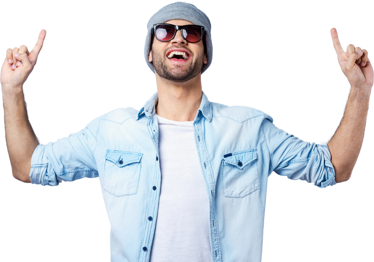 Человек радостный