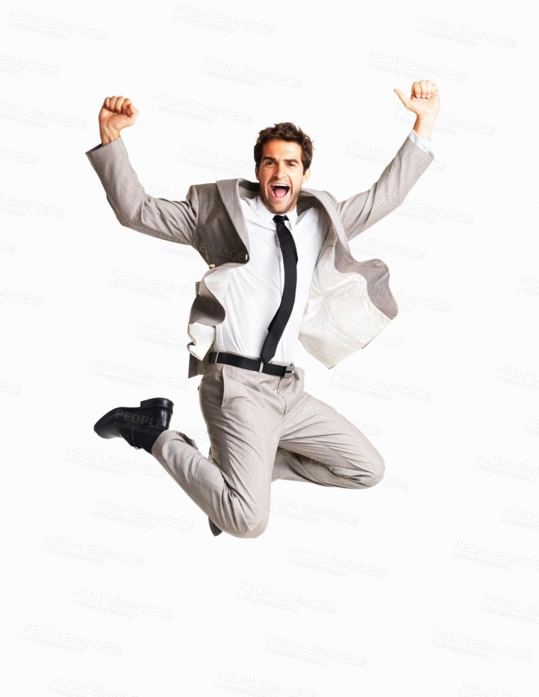 Радостный человек на белом фоне