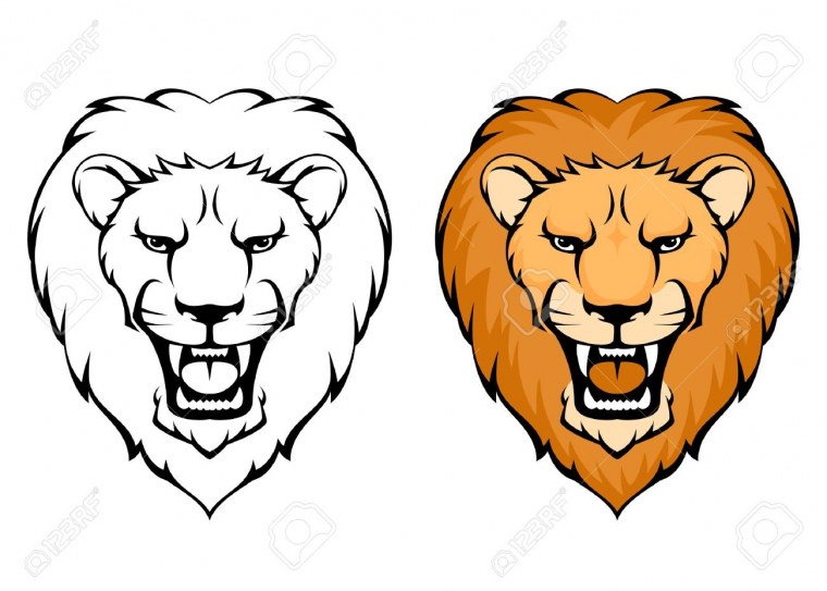 Голова рычащего Льва рисунок