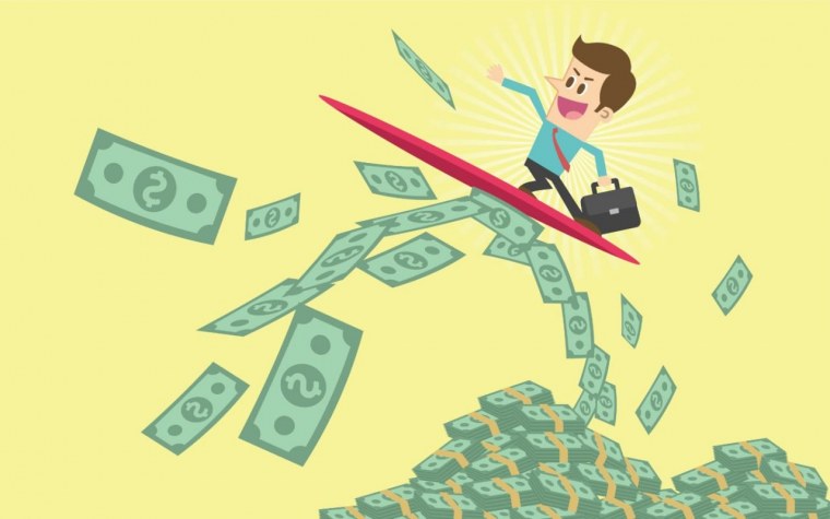 Человек с деньгами иллюстрация