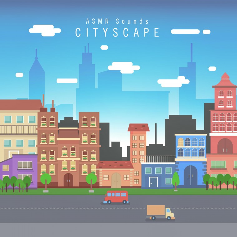 Силуэты домов города цветные