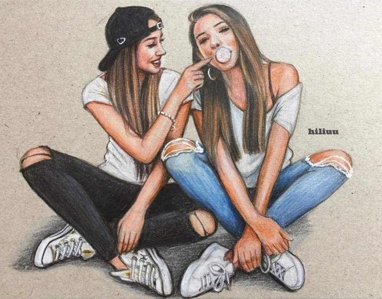 Две девушки рисунок