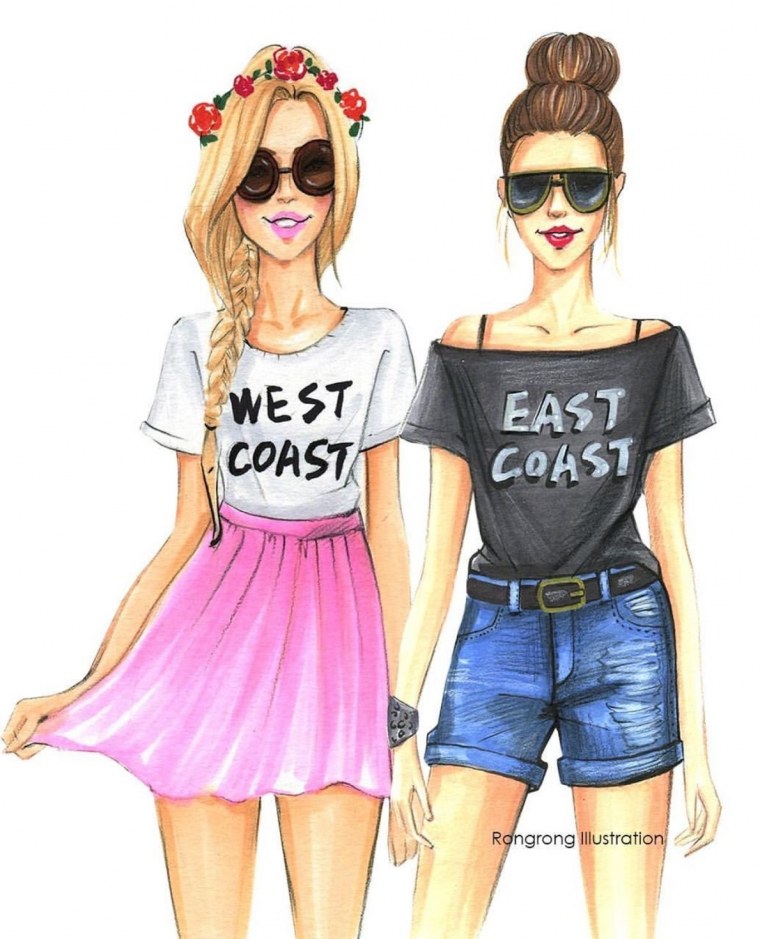 Две девочки в мультяшном стиле