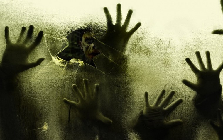 Обои на рабочий стол зомби за стеклом