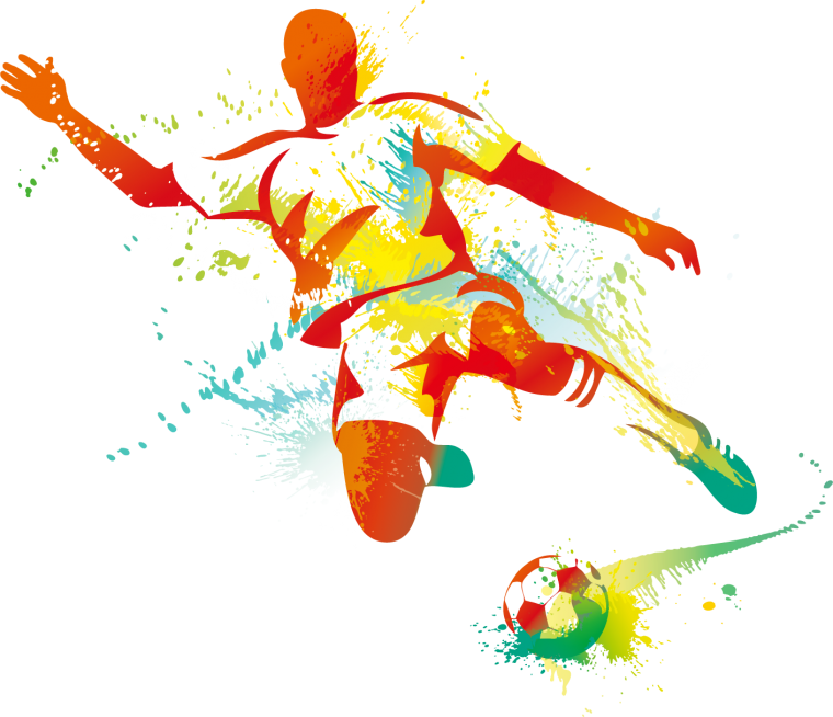 Силуэт футболиста цветной