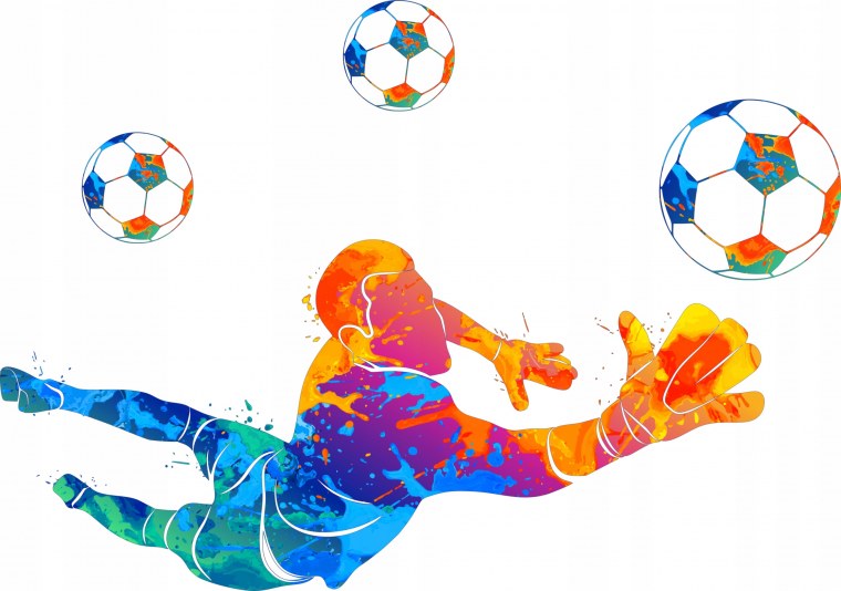 Футболист яркий на белом фоне