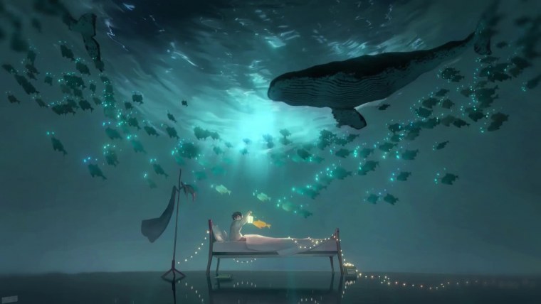 Киты в небе gif